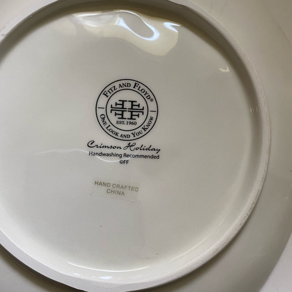 Fitz and Floyd “Crimson Holiday” plate and spreader. Red Green Christmas Pine - Picture 5 of 5